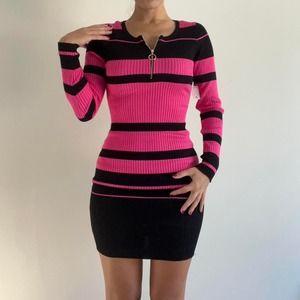 Pink black NWT striped dress Size medium